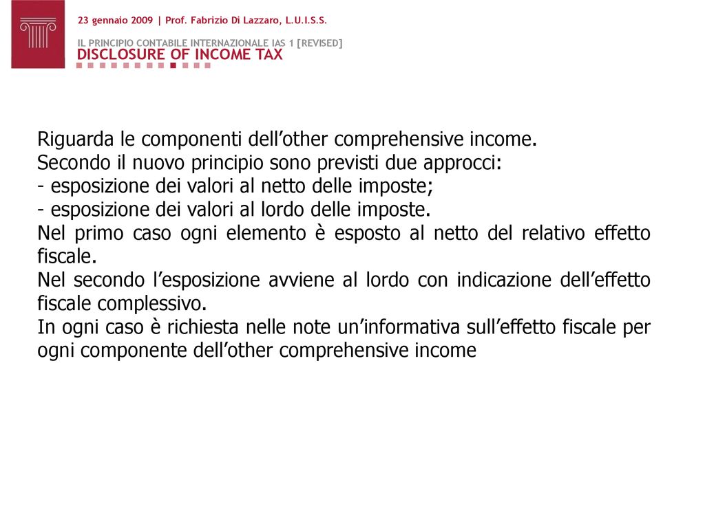 IL PRINCIPIO CONTABILE INTERNAZIONALE IAS 1 Ppt Scaricare